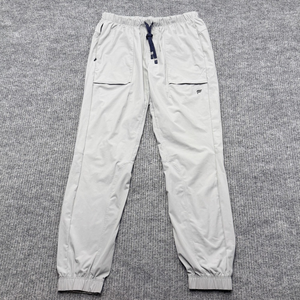 Fabletics Jogger Pants Mens Medium Gray Athletic Stretch Zip Pocket Cuffed
